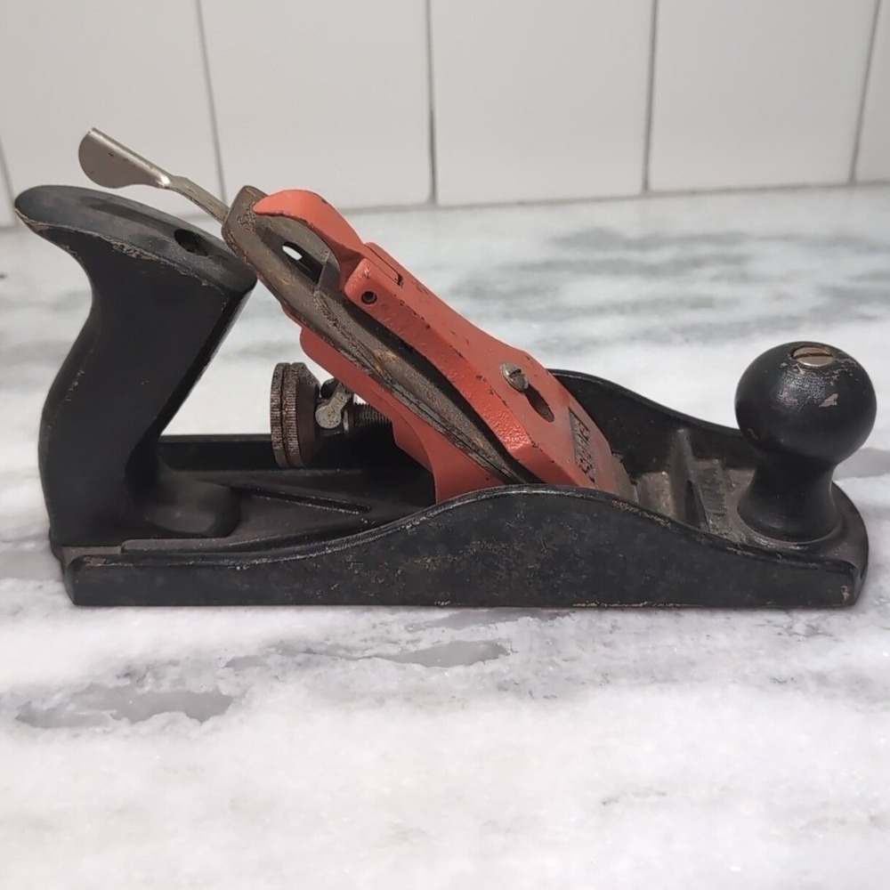 Sears Vintage Hand Plane Red Lever Cap Made in USA Woodworking Tool 9.5 Inch - Picture 2 of 10